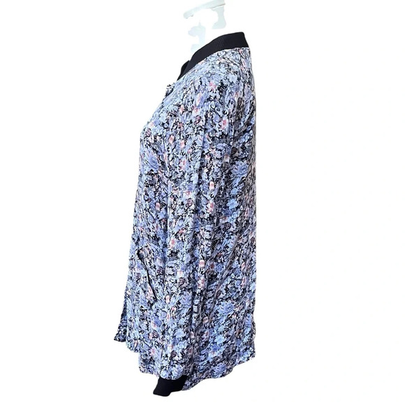 Free People Oversized Blue and purple Floral Jacquard  Full Zip Jacket Size XS - Picture 7 of 11